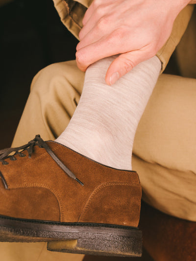 Pétrone chaussettes laine mérinos beige chiné homme#couleur_beige-chiné