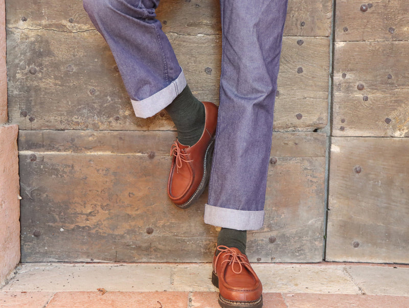 Pétrone chaussettes laine mérinos vert kaki homme#couleur_vert-kaki