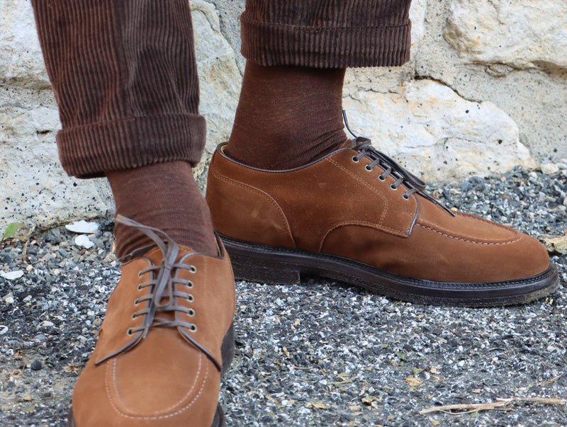 Pétrone chaussettes laine mérinos marron chiné homme#couleur_marron-chiné