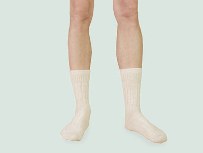 Pétrone chaussettes laine mérinos  épaisse maille cotelées beige homme#couleur_beige