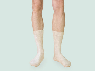 Pétrone chaussettes laine mérinos  épaisse maille irlandaise beige homme#couleur_beige