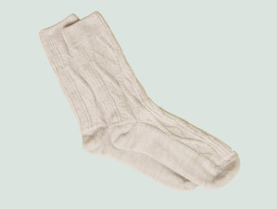 Pétrone chaussettes laine mérinos  épaisse maille irlandaise beige homme#couleur_beige