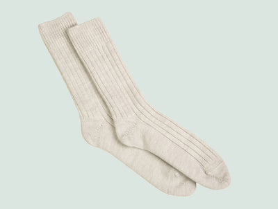 Pétrone chaussettes laine mérinos  épaisse maille cotelées beige homme#couleur_beige