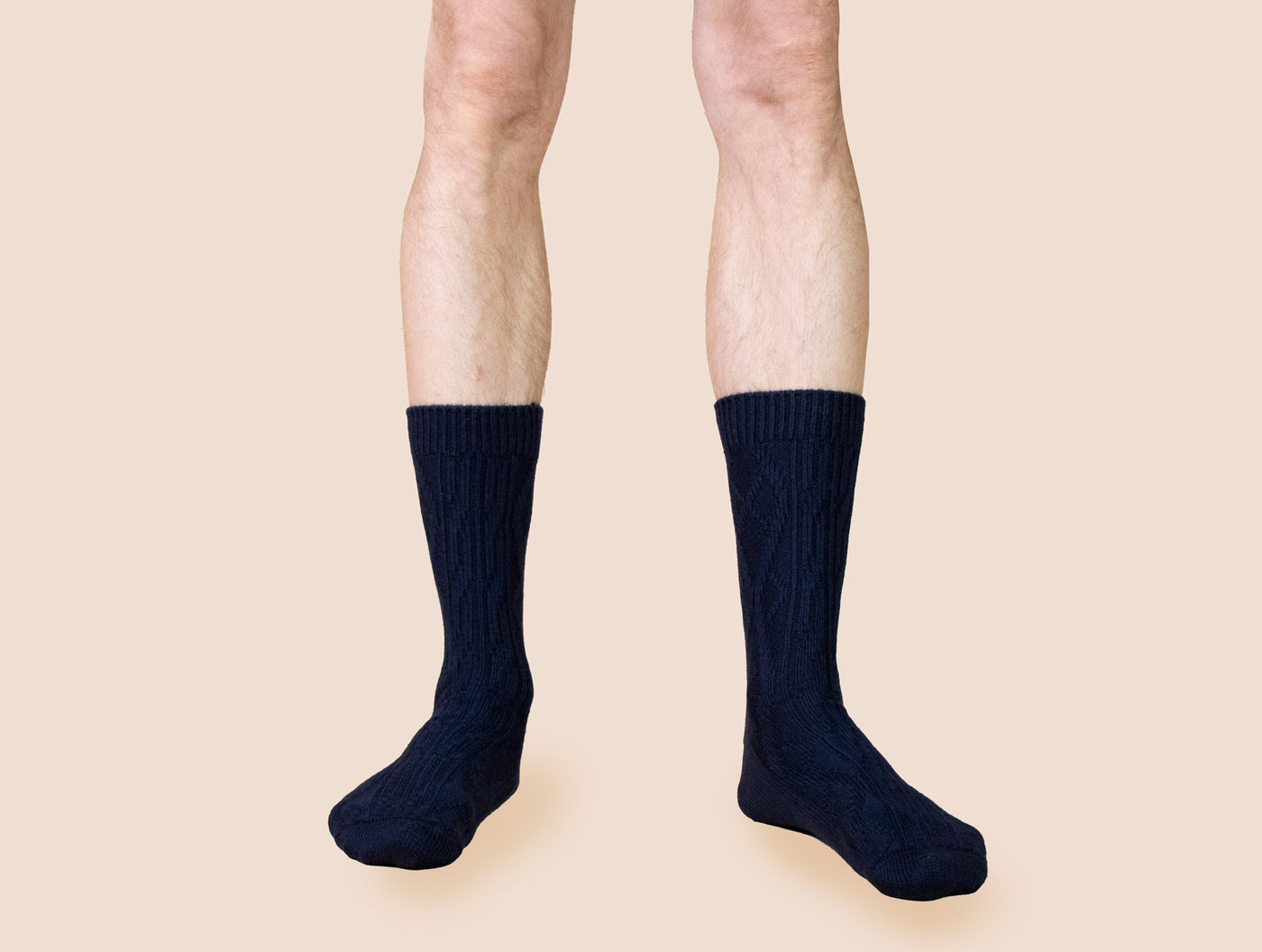 Pétrone chaussettes laine mérinos  épaisse maille irlandaise bleu marine homme#couleur_bleu-marine