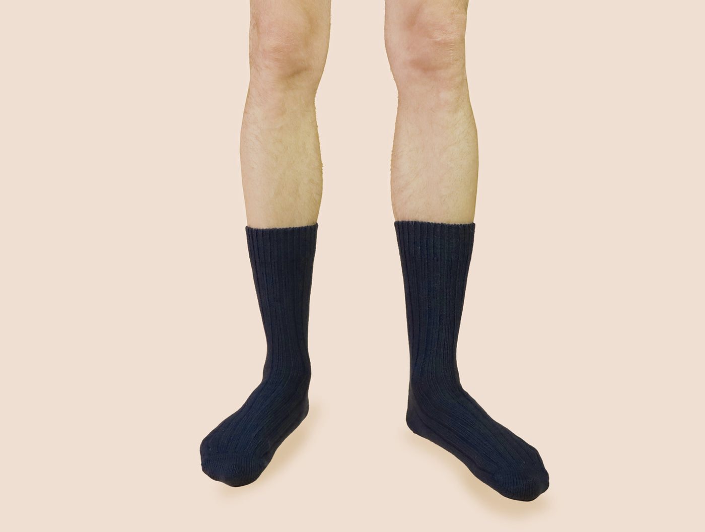 Pétrone chaussettes laine mérinos  épaisse maille cotelées bleu marine homme#couleur_bleu-marine