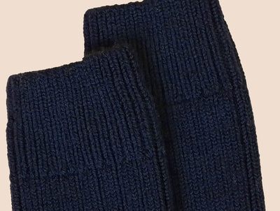 Pétrone chaussettes laine mérinos  épaisse maille cotelées bleu marine homme#couleur_bleu-marine