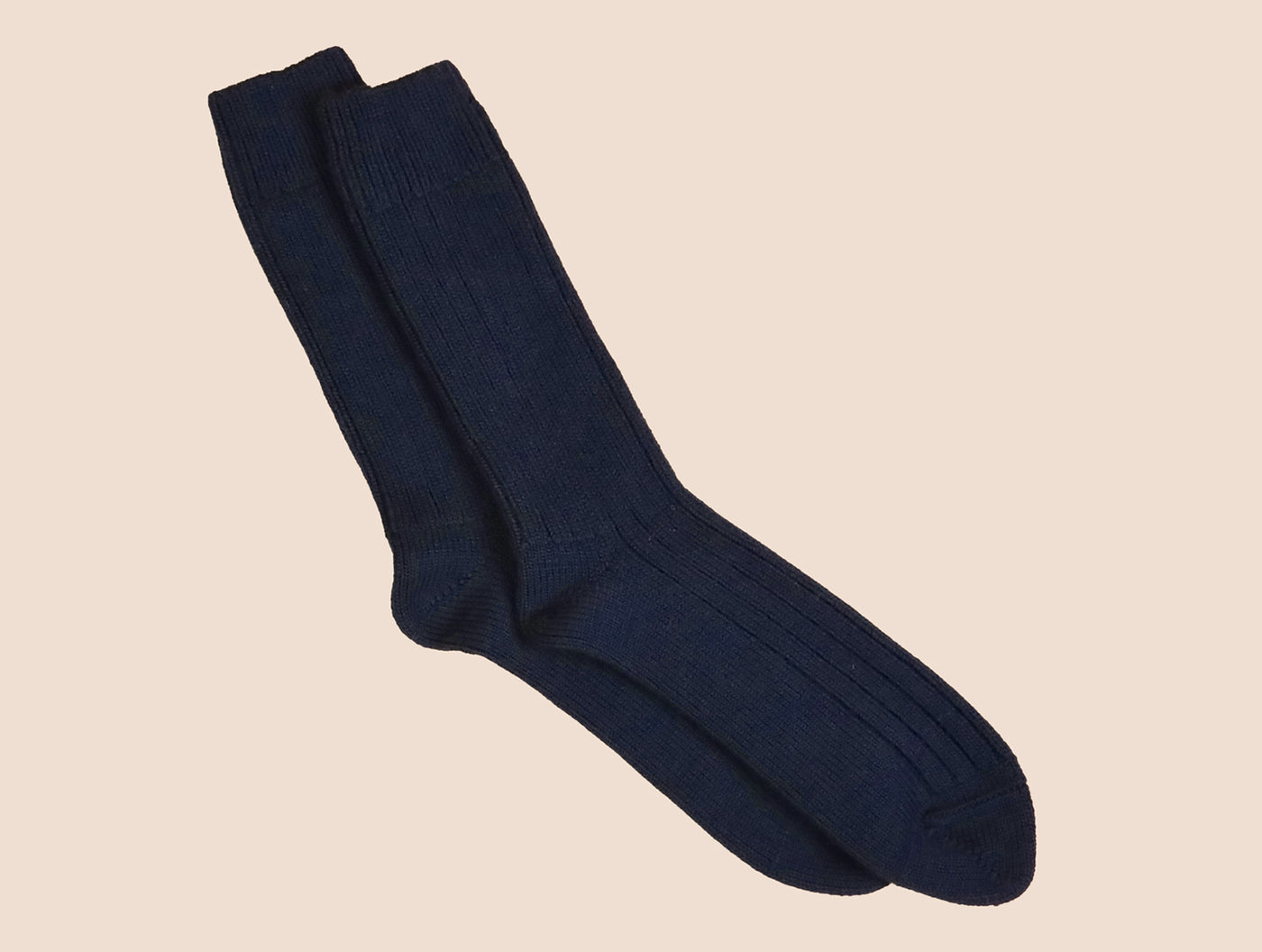 Pétrone chaussettes laine mérinos  épaisse maille cotelées bleu marine homme#couleur_bleu-marine