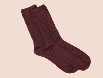 Pétrone chaussettes laine mérinos  épaisse maille irlandaise bordeaux foncé homme#couleur_bordeaux foncé