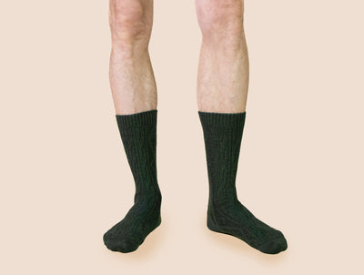 Pétrone chaussettes laine mérinos  épaisse maille irlandaise vert homme#couleur_vert