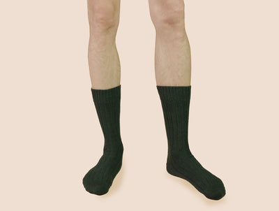 Pétrone chaussettes laine mérinos  épaisse maille cotelées vert homme#couleur_vert