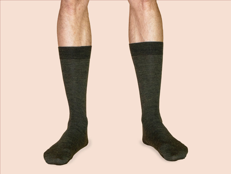 Pétrone chaussettes laine mérinos vert kaki homme#couleur_vert-kaki
