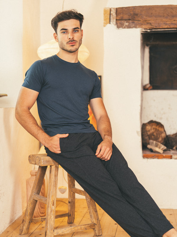 Pétrone pyjama homme coton bio tencel lyocell bleu pétrole