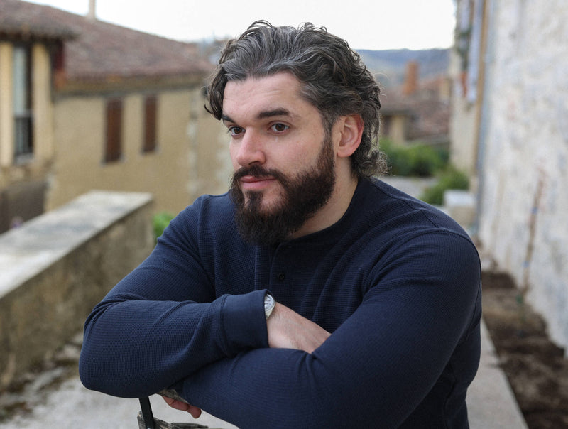 Pétrone Henley cormac manches longues coton bio Tencel bleu marine homme#couleur_bleu-marine