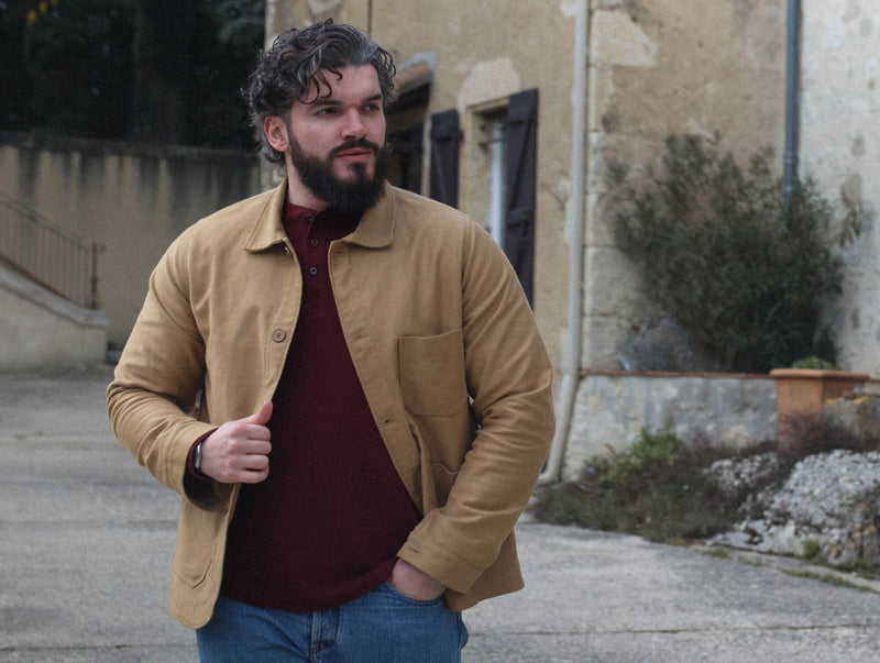 Pétrone Henley cormac manches longues coton bio Tencel bordeaux foncé homme#couleur_bordeaux-foncé