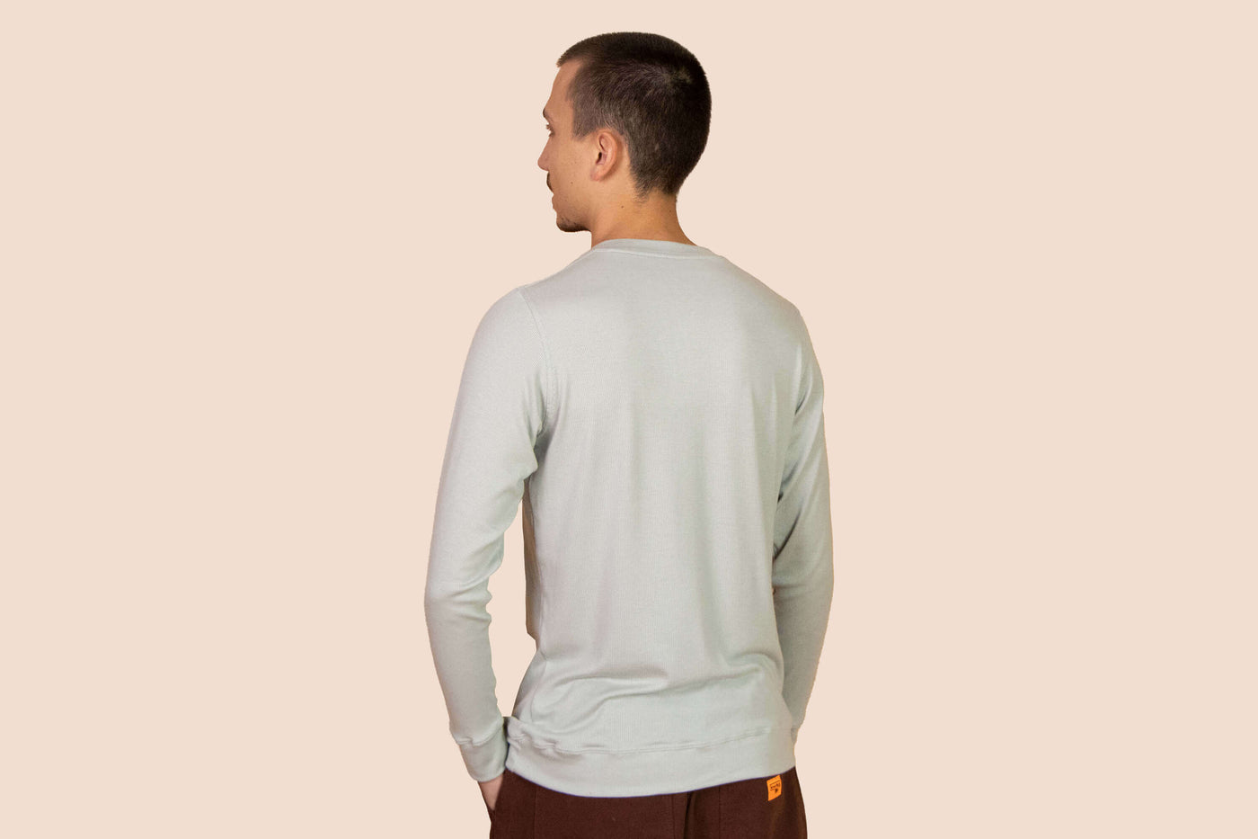 Pétrone Henley manches longues laine mérinos Tencel Gris Clair homme#couleur_gris-clair