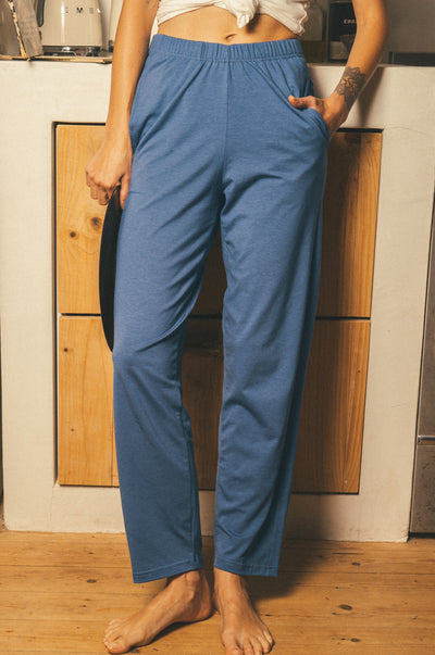 Pétrone pantalon de pyjama coton biologique tencel lyocell bleu céruléen homme vignette