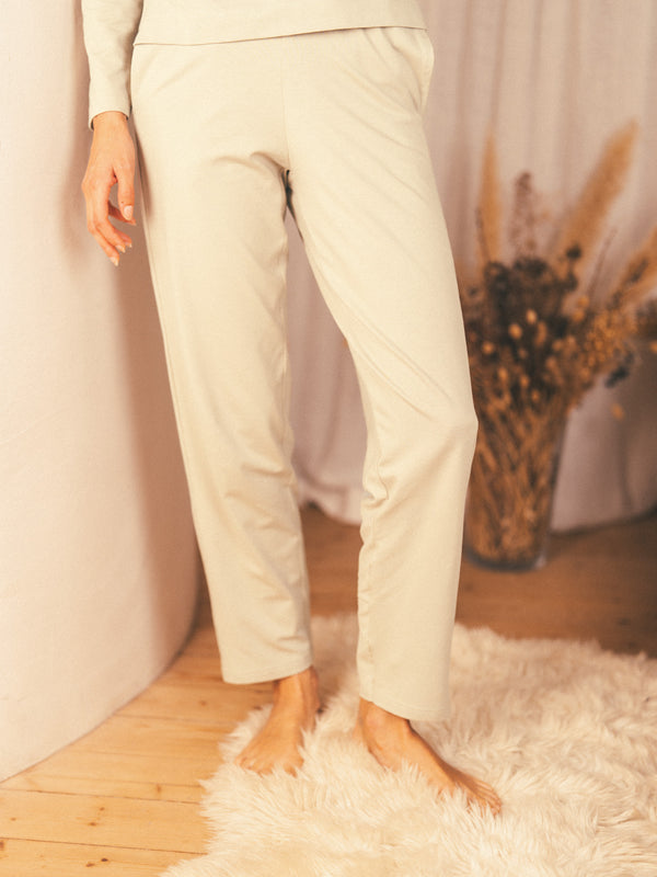 Pétrone pantalon de pyjama coton biologique tencel lyocell sable femme