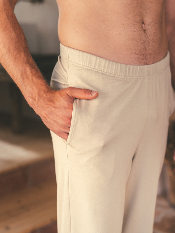 Pétrone pantalon de pyjama coton biologique tencel lyocell sable homme