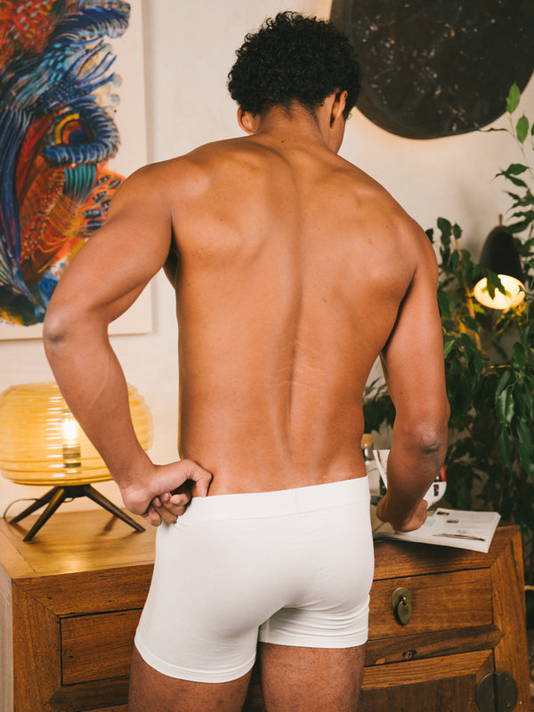 Pétrone boxer confort coton biologique Tencel Lyocell blanc crème homme#couleur_blanc-crème