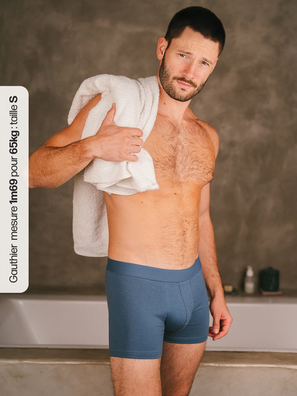 Pétrone boxer confort coton biologique Tencel Lyocell bleu céruléen homme#couleur_bleu-céruléen