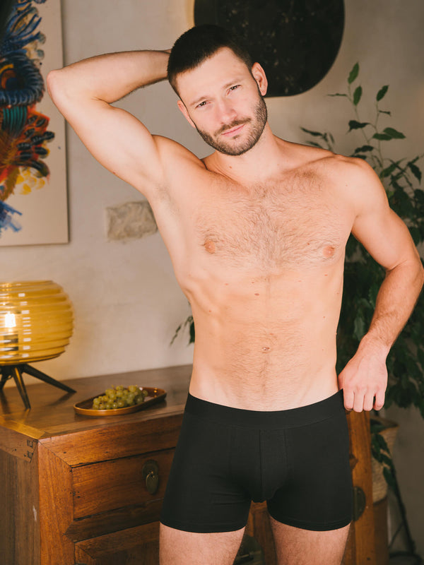 Pétrone boxer confort coton biologique Tencel Lyocell noir homme#couleur_noir