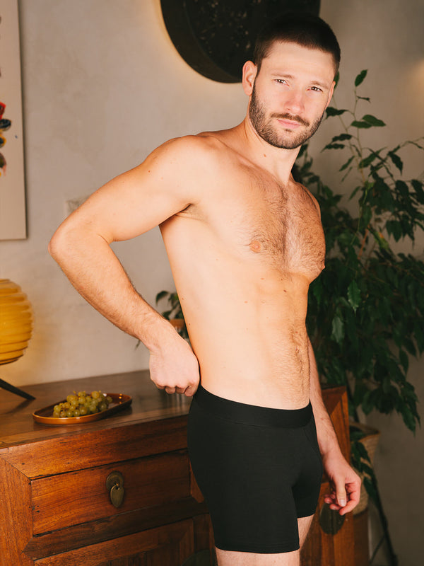 Pétrone boxer confort coton biologique Tencel Lyocell noir homme#couleur_noir