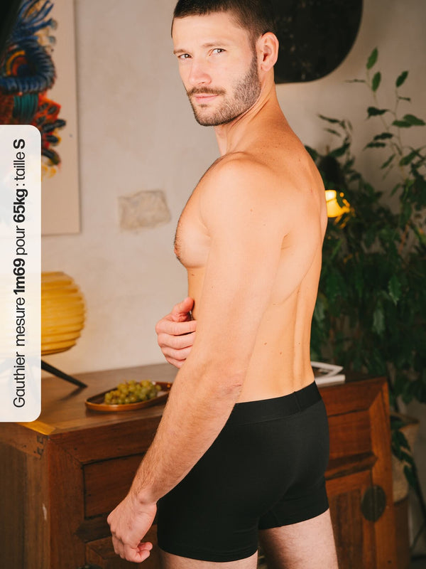 Pétrone boxer confort coton biologique Tencel Lyocell noir homme#couleur_noir