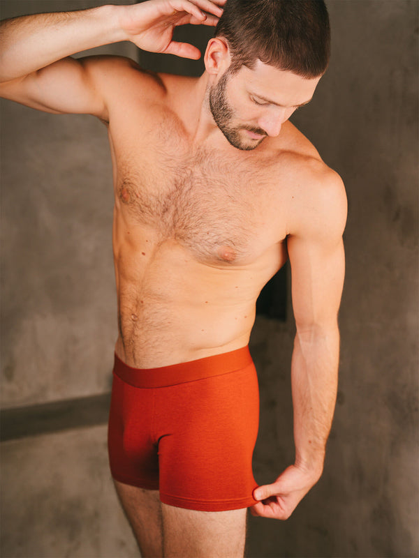 Pétrone boxer confort coton biologique Tencel Lyocell rouille homme#couleur_rouille