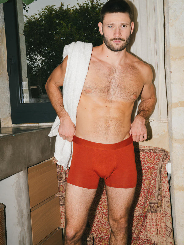 Pétrone boxer confort coton biologique Tencel Lyocell rouille homme#couleur_rouille