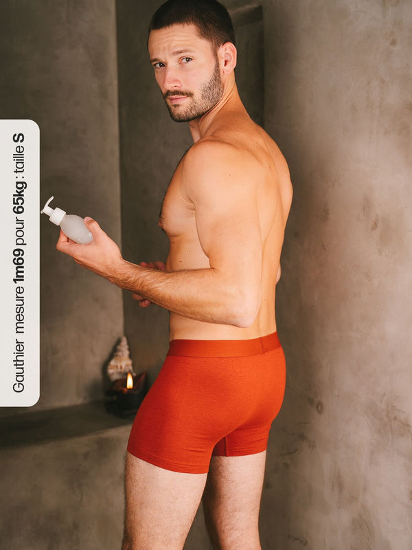Pétrone boxer confort coton biologique Tencel Lyocell rouille homme#couleur_rouille
