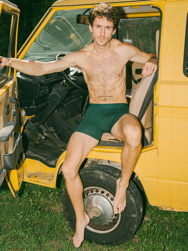 Pétrone boxer confort coton biologique Tencel Lyocell vert bouteille homme#couleur_vert-bouteille