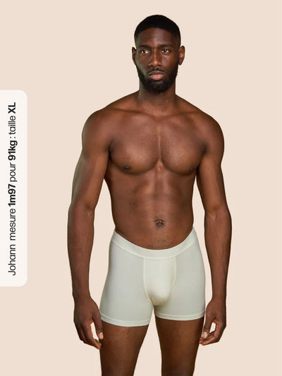 Pétrone boxer confort coton biologique tencel blanc crème homme#couleur_blanc-crème