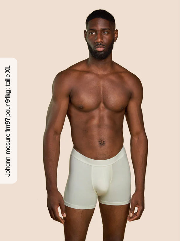 Pétrone boxer confort coton biologique tencel blanc crème homme#couleur_blanc-crème