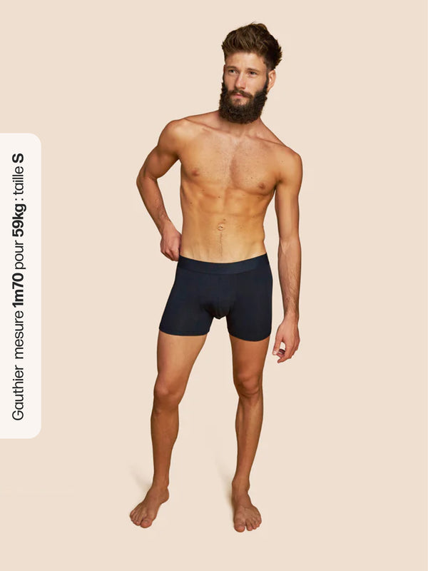 Pétrone boxer confort coton biologique tencel bleu marine homme#couleur_bleu-marine