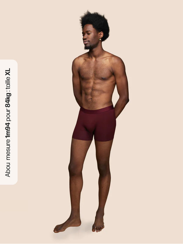 Pétrone boxer confort coton biologique tencel bordeaux foncé homme#couleur_bordeaux-foncé