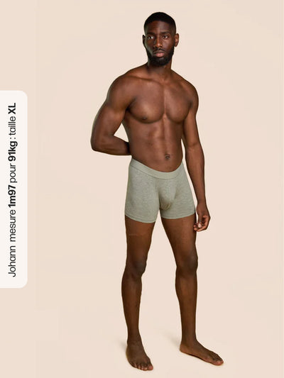 Pétrone boxer confort coton biologique tencel gris chiné clair homme#couleur_gris-chiné-clair