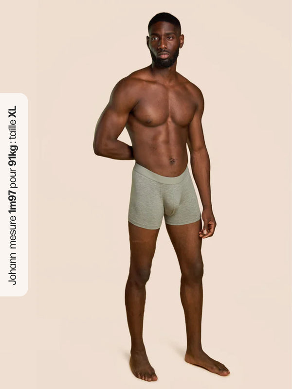 Pétrone boxer confort coton biologique tencel gris chiné clair homme#couleur_gris-chiné-clair