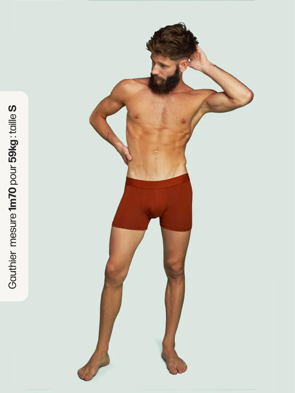 Pétrone boxer confort coton biologique tencel rouille homme#couleur_rouille
