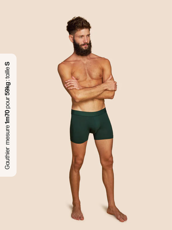 Pétrone boxer confort coton biologique tencel vert bouteille homme#couleur_vert-bouteille