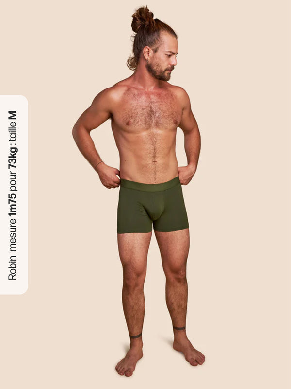 Pétrone boxer confort coton biologique tencel vert kaki homme#couleur_vert-kaki