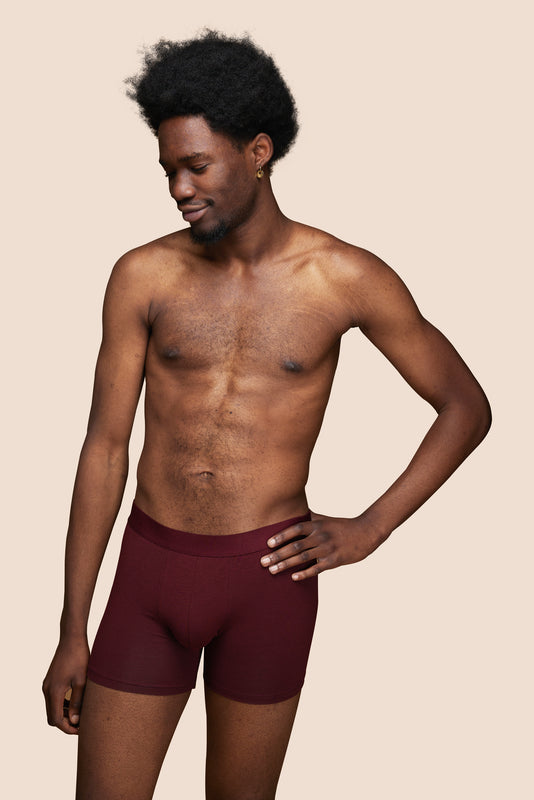 Pétrone boxer confort coton biologique tencel bordeaux foncé homme