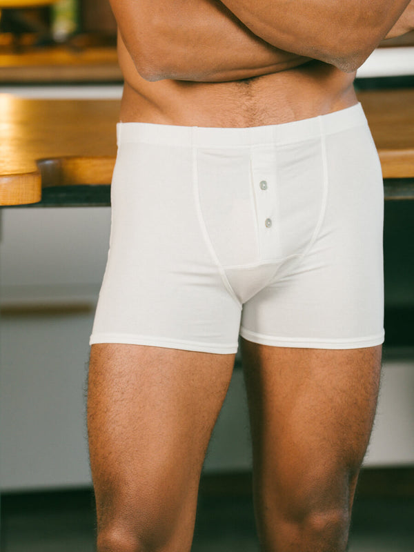 Pétrone boxer héritage coton biologique tencel lyocell blanc crème homme#couleur_blanc-crème