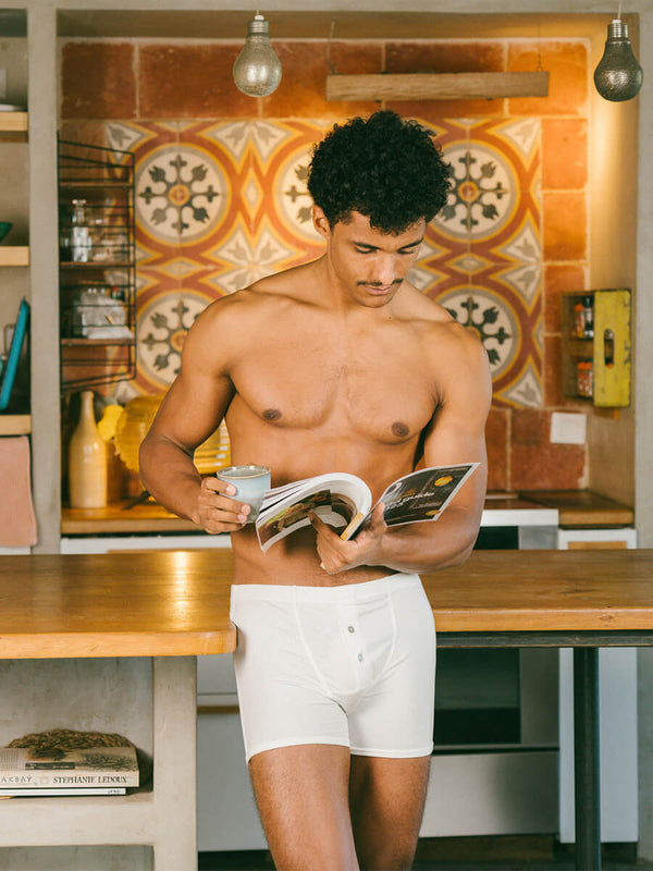 Pétrone boxer héritage coton biologique tencel lyocell blanc crème homme#couleur_blanc-crème