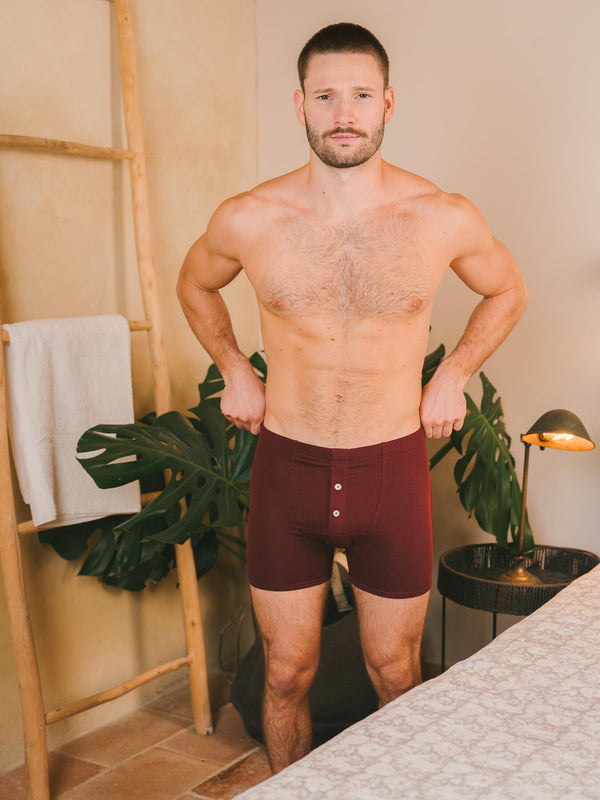 Pétrone boxer héritage coton biologique tencel bordeaux foncé homme#couleur_bordeaux-foncé