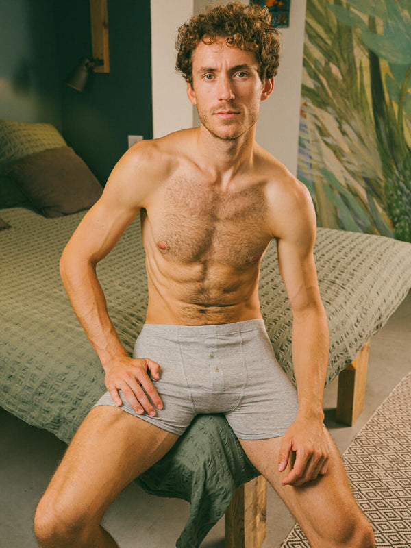 Pétrone boxer héritage coton biologique tencel lyocell gris chiné clair homme#couleur_gris-chiné-clair