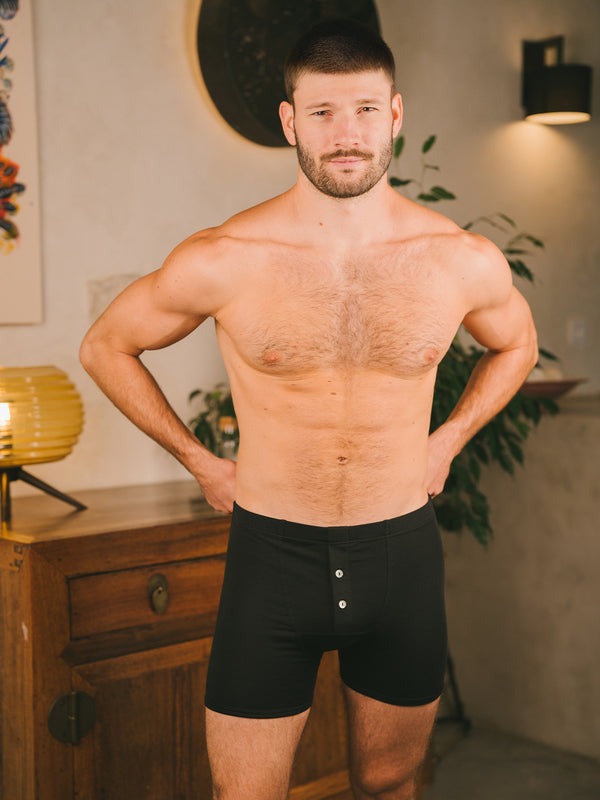 Pétrone boxer héritage coton biologique tencel lyocell noir homme#couleur_noir