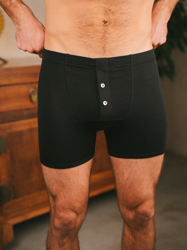 Pétrone boxer héritage coton biologique tencel lyocell noir homme#couleur_noir