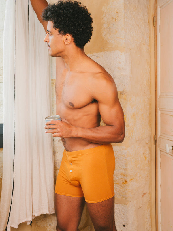Pétrone boxer héritage coton biologique tencel lyocell ocre homme#couleur_ocre