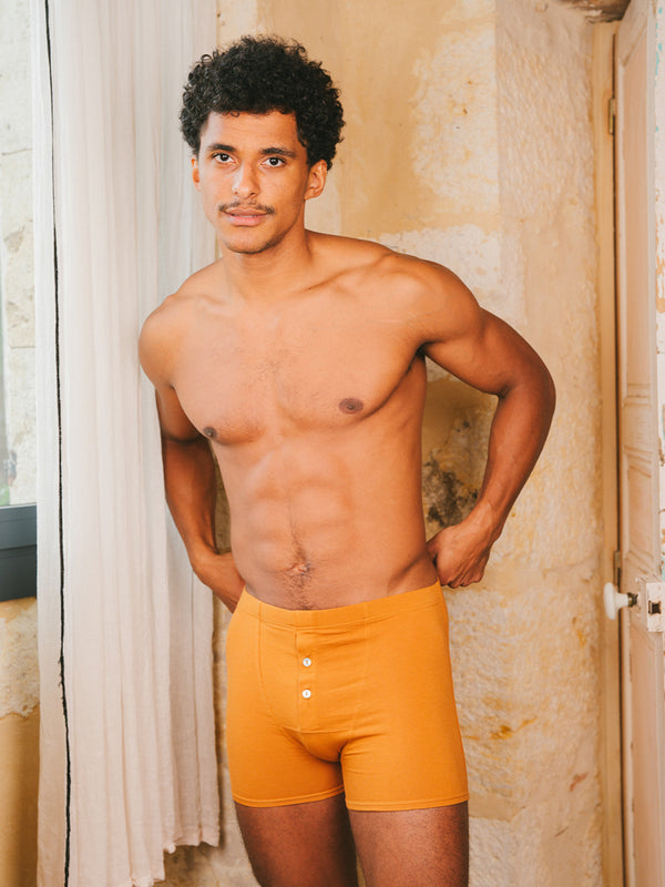 Pétrone boxer héritage coton biologique tencel lyocell ocre homme#couleur_ocre