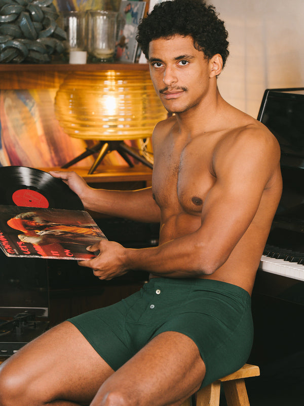 Pétrone boxer héritage coton biologique tencel lyocell vert bouteille homme#couleur_vert-bouteille